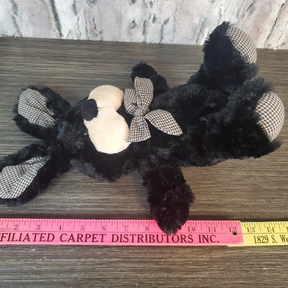 Seasonal Sensations Black Plush Bunny Rabbit Gingham Checkered Ears Bow 2009 11